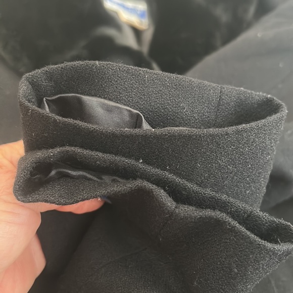 Pendleton Black 100% Virgin Wool lined Blazer Suit Removable Fur Neck 12P VTG - Picture 12 of 17